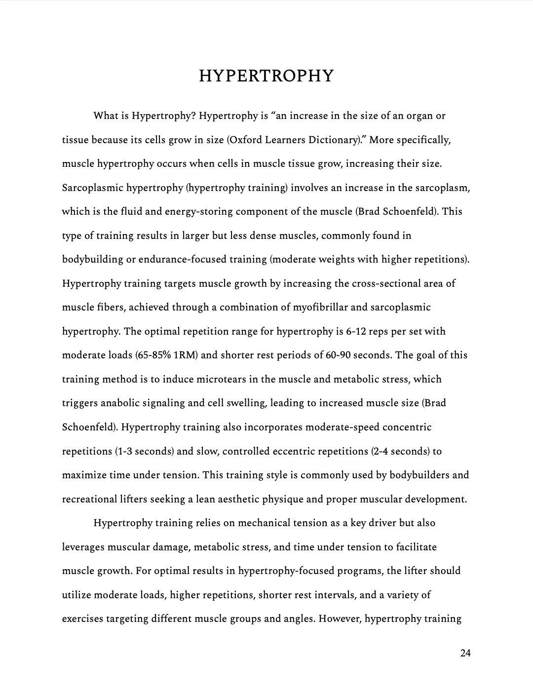 FREE Nutrition & Hypertrophy Manual eBook